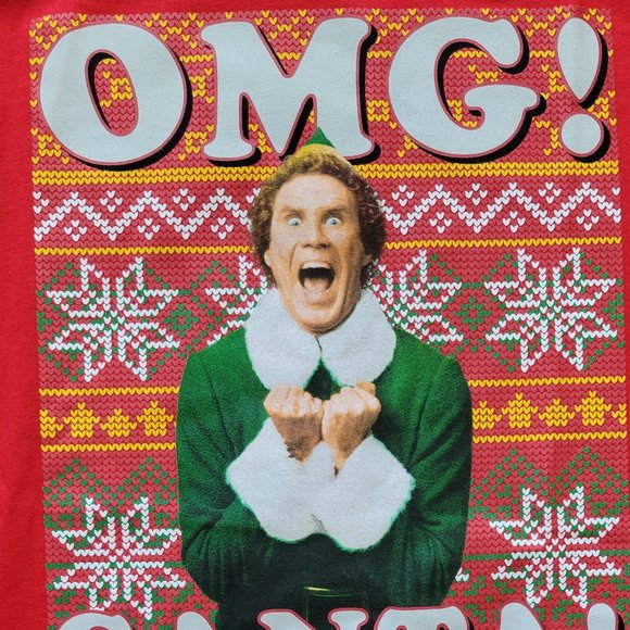 NWT-ELF-OMG! SANTA! I KNOW HIM! HOLIDAY TSHIRT-RED-ELF-MAKES A PERFECT GIFT !!! - Picture 3 of 7